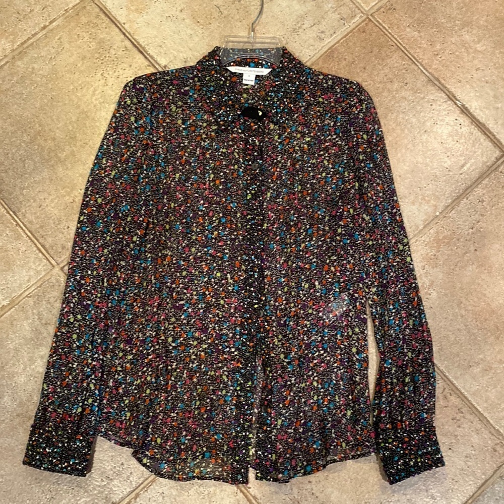 Diane Von Furstenburg Multicolored Button Down Shirt Size 8